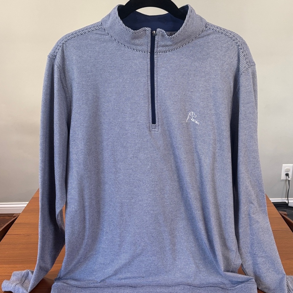 Rhoback Navy and White Striped Quarter-Zip - Picture 3 of 4
